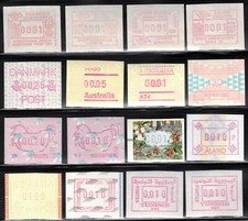 16 MNH World wide ATM Frama Computer vended stamps CVP