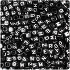 BeadTin Black Opaque 6mm Cube Alpha Beads - Single White Letter Choice (80pcs)