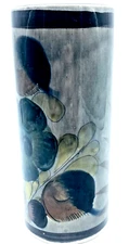 Tonala Pottery Vase Hand Painted Mexico Blue White Floral Design 7" Tall