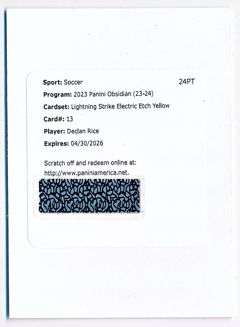 2023-24 Panini Obsidian - Lightning Strike Declan Rice #LS