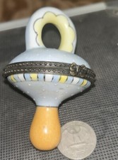 Rare Vintage Baby Pacifier Hinged Trinket Box Rare hand-painted porcelain.