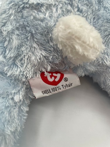 Ty Blue Rabbit Peluche Sonaglio Cuscino Pal Coniglietto Bambino Huggybunny 13" Giocattolo Tylux 2001 - Foto 9 di 10