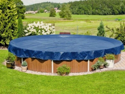 BLUEN Schutzplane RUND Ø3,6 - 6,5 Meter Gewebeplane Ösen Abdeckplane 120g/m2 VERSTÄRKT