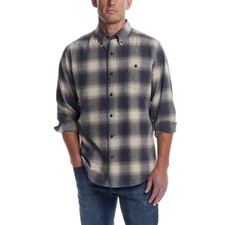 NEW Weatherproof Vintage Men's XL Blue  Beige Plaid Button-Up Flannel Shirt