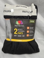 2 Pack Fruit of the Loom Thermal Pants Size XL/XG 40-42 Men s Black