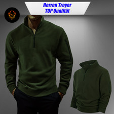 Herren Troyer Sweatshirt Outdoor Stehkragen warm gefüttert Grün Gr. 2XL Neu