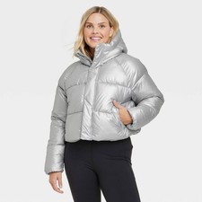 All In Motion Snowsport Metallic Silver Puffer Winter Jacket Coat -- Size Xl 16