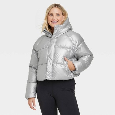 All in Motion Snowsport Metallic Silver Puffer Winter Jacket Coat -- Size XL 16