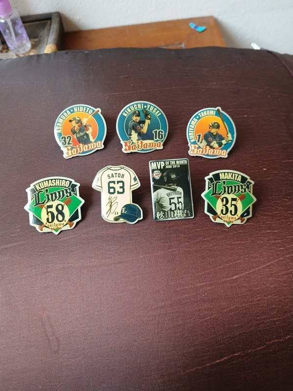Lot Of 7 Seibu Lions Pin Badges- Makita- Satoh- Hideto - Takumi - Yusei