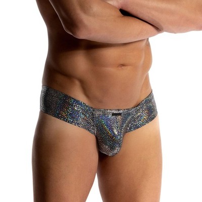 Manstore M2511 Cheeky Brief mens underwear hipster cup pouch shiny silver sexy