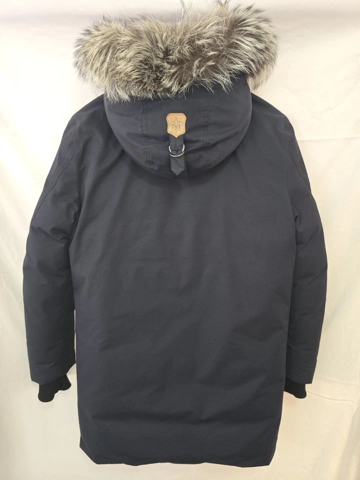 Mackage Mens Heavy Down Parka Fur Hood Navy Blue Size 38 Winter Jacket - Image 3 of 4