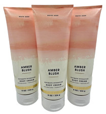 Bath  Body Works Lot of 3 Tubes White Barn Amber Blush Body Cream Lotion 8 oz