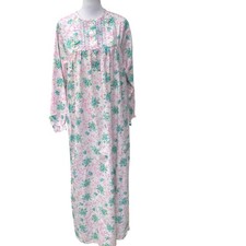 Floral Long Sleeve Cotton Nightgown Women's Sleepwear Vtg Size Large Runs Small