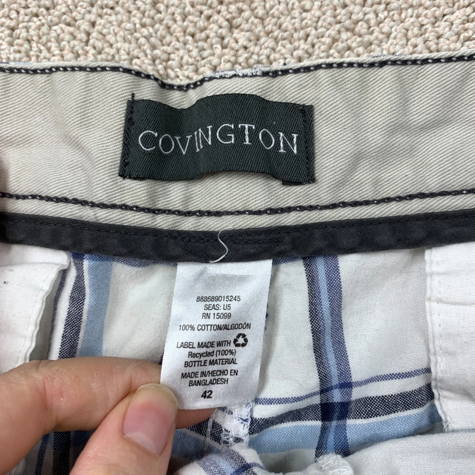 Шорты мужские Covington Chino талия 42 белые синие клетчатые плоские спереди - Изображение 2 из 4
