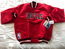 AUTENTICO NUOVO VINTAGE CHICAGO BULLS STARTER XL ROSSO RASO TRAPUNTATO BOMBER JACKET.
