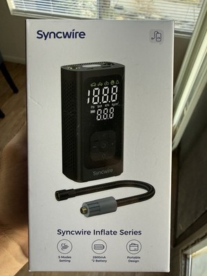 Syncwire SW2002 Portable Battery Air Compressor 150 PSI Tankless Oil-Free Black