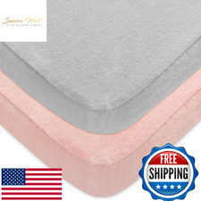 2-Pack Fitted Playard Sheets 100 Cotton Flannel Grey Pink Portable Mini Crib