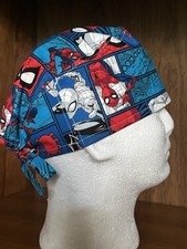 Spider-Man Marvel Men  s Scrub Scull Cap Anesthesia OR Hat Tie Back Made In USA