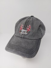 Merry Christmas Reindeer Antlers Logo Strap Back Dad Hat Adjustable Cap