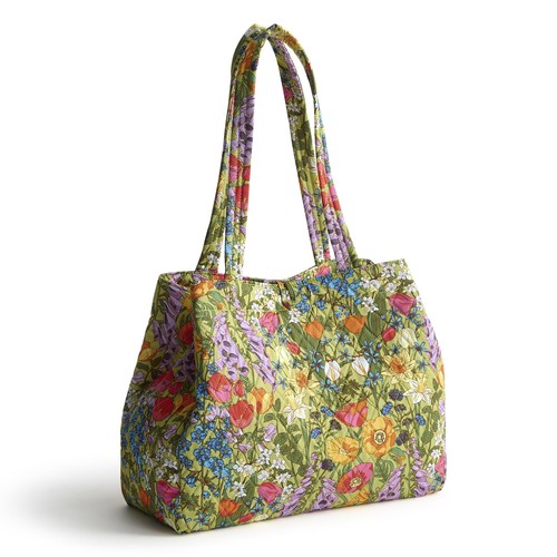 Vera Bradley Premium Cotton Small Hathaway Tote Meadow Bouquet - Picture 4 of 7