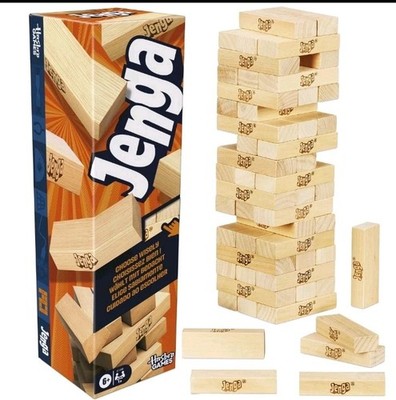 Official Hasbro Jenga Game Wood Block Stacking Tower with Digital Die Ages 6+
