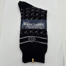 Vintage Men  s Ralph Lauren Golf Club Cotton Dress Socks Size 9-11 Navy Black