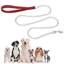 Heavy Duty Chain Dog Leash Dog Leash with Handle 6ft x 2mm Red
