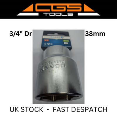 Hogert 38mm Standard Hex Socket 3/4'' Drive Cr-V