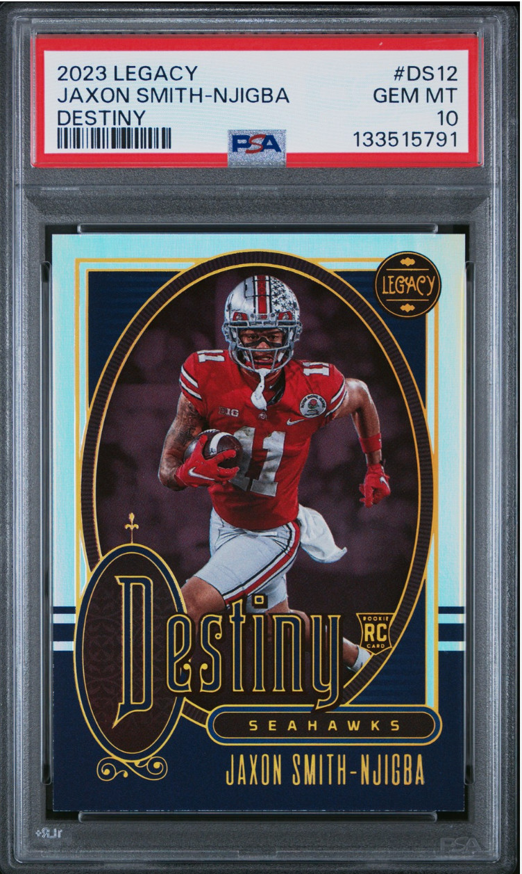 2023 PANINI LEGACY DESTINY #DS12 JAXON SMITH-NJIGBA ROOKIE RC PSA 10 Pop 1!!!
