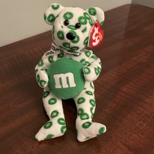 Ty Beanie Baby - GREEN M&M's Bear ( 2008 Walgreen's Exclusive) Rare Extra Heart