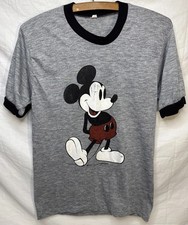 True VTG 70s Mickey Mouse Ringer T-Shirt Single Stitch Measures Sz S Walt Disney