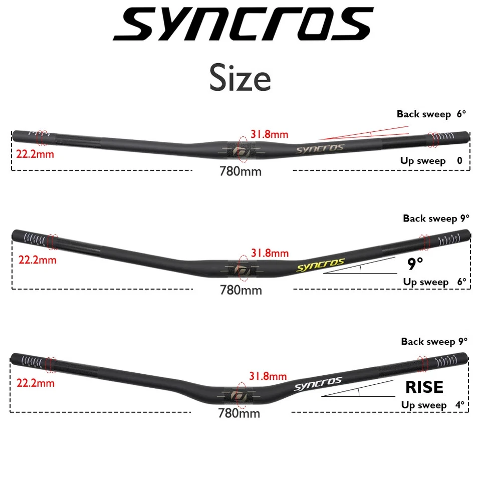 Manillar ultraligero de enrutamiento interno de bicicleta de montaña de carbono completo 31,8 mm mate Foto 2 de 4