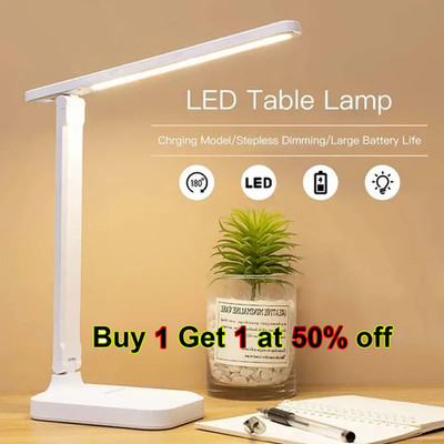 Dimmable LED Desk Light Touch Sensor Table Bedside Reading Lamp USB Rechargeable