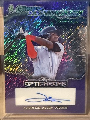 2025 Leaf Leodalis De Vries Glimpse in the Feature MLB 2 Prosp #FA-LDV Auto 3/5