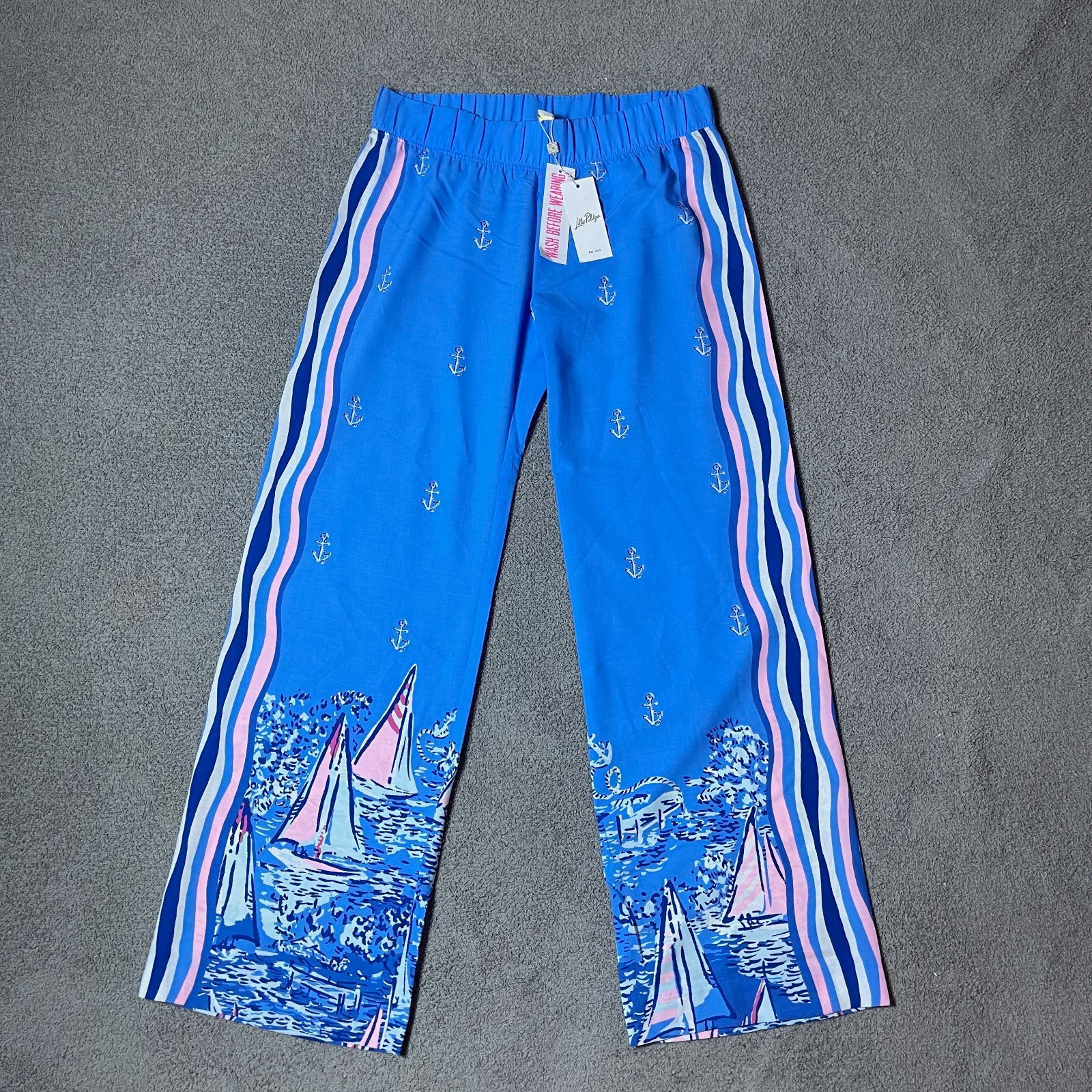 Lilly Pulitzer Harbour Palazzo Lunar  Blue Pants Women's Medium NWT