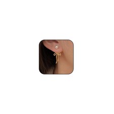 Christmas Bow Earrings for Women Trendy Rhinestone Bow Pearl Dangle Earring - 03