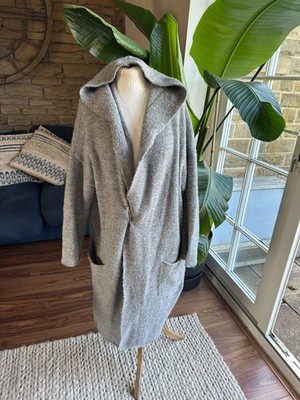 Vincenzo Allocca Grey Wool Blend Long Hooded Cardigan Pin Close Gr. EU44/46 UK 16