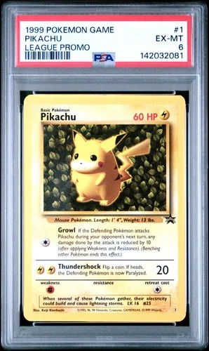1999 POKEMON LEAGUE PROMO #1 PIKACHU PSA 6