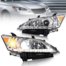 A Pair LED Headlights For 2010 2011 2012 Lexus ES350 Front Lamps Chrome Housing