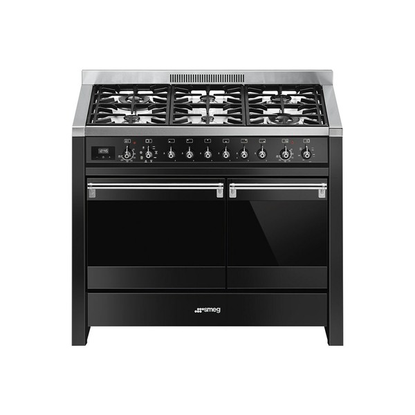 SMEG A2bl81 Opera 100cm 6 Burners A/b Dual Fuel Range Cooker Black for