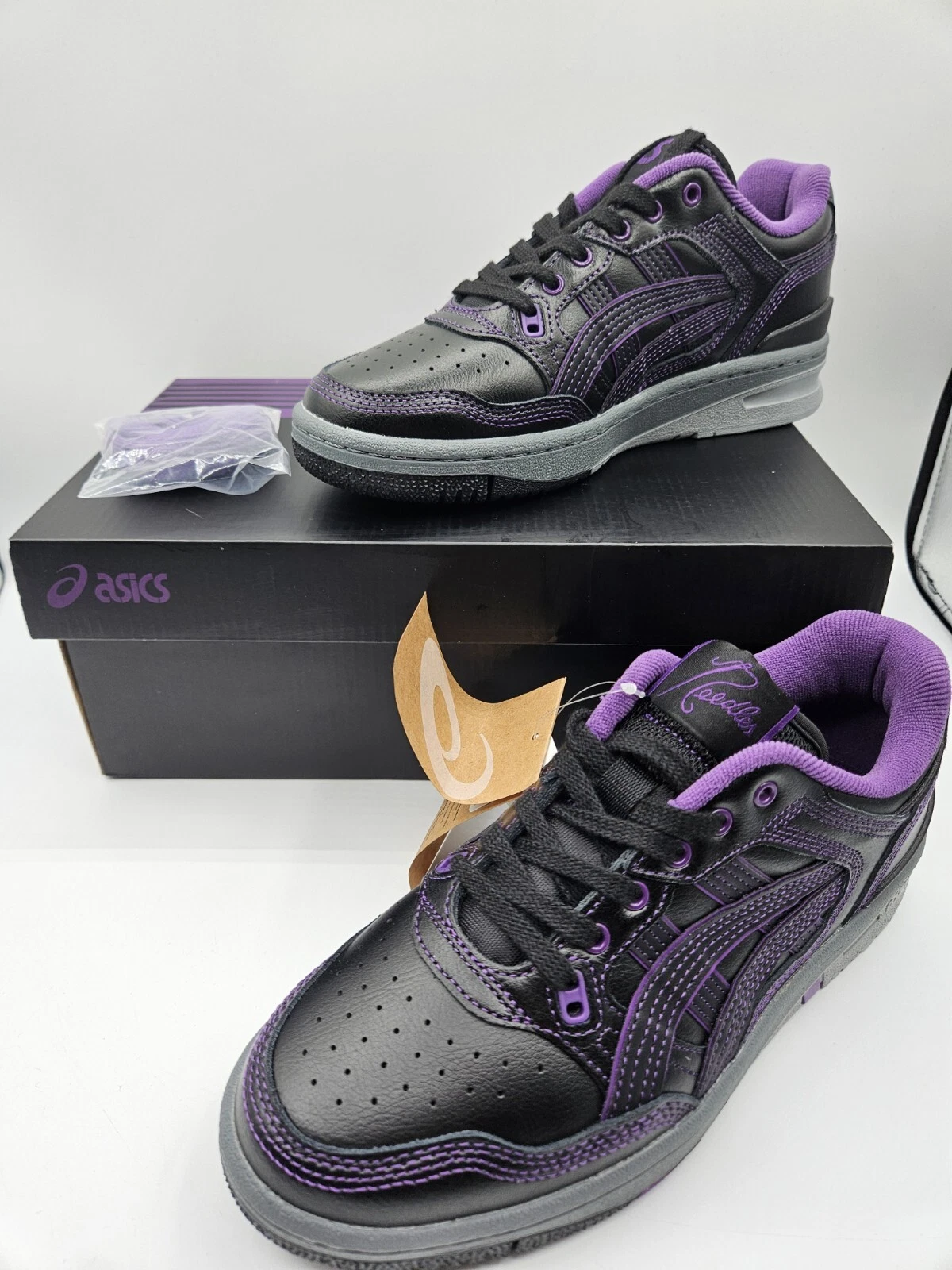Scarpe da ginnastica ASICS X Needles EX89 nere viola UK 5 EU 39 nuove con scatola