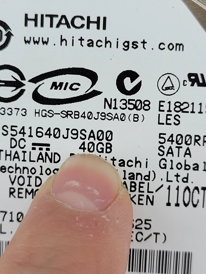 Hitachi HTS541640J9SA00 40GB SATA 5400RPM 15p Hard Disk Drive HDD 2.5" X 9.5mm - Image 2 of 4