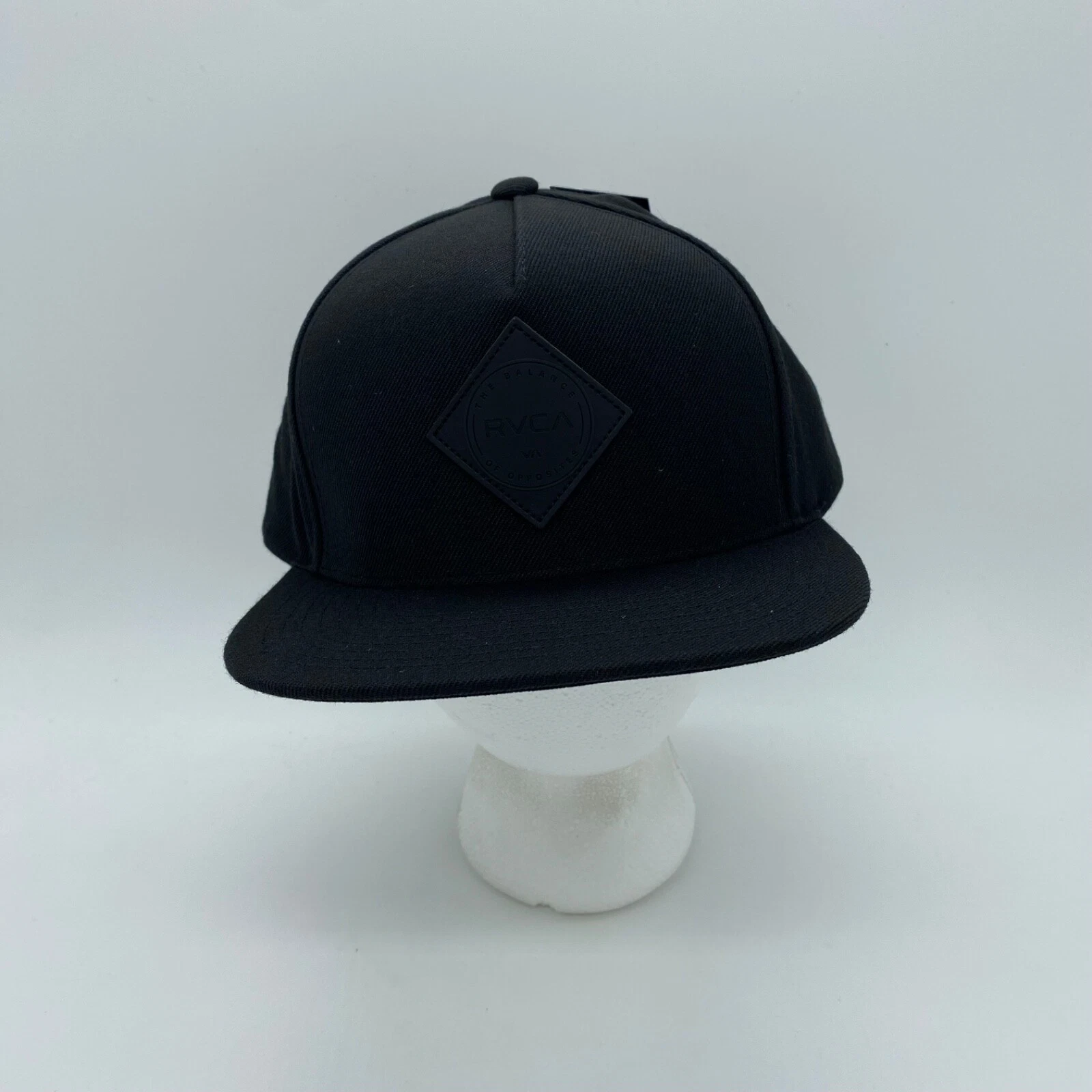 RVCA Men's Trucker Snapback Hat Cap Logo Solid All Black Adjustable One Size