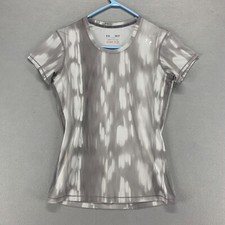 Under Armour Shirt Womens Gray Small Fitted Heatgear Running Gym Active Logo