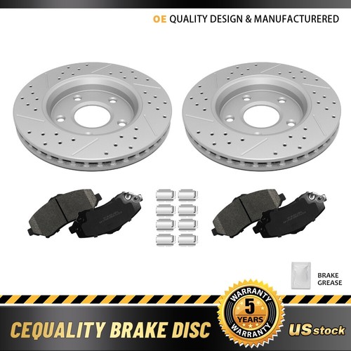 Front Drilled Rotors +Brake Pads for 2008 2016 Chrysler Town