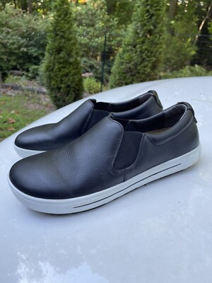 Birkenstock QO 400 Black Leather Safety Slip On Sneakers 10 Men's