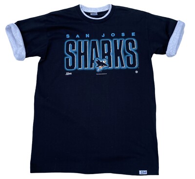 Vintage San Jose Sharks 1991 Salem Sportswear Black Roll Up