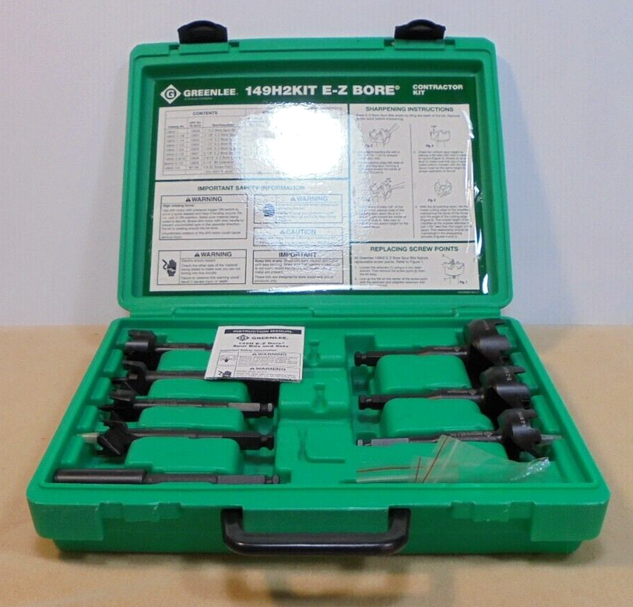Greenlee Wood Boring Drill Bits Selffeed Ez Bore Contractor's Kit