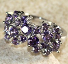 SILVER Elegant Purple Amethyst Woman Flower Ring Jewelry Gift WR15315