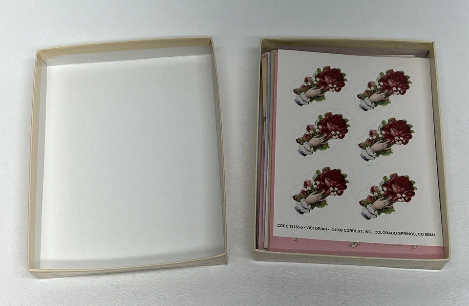 Lote de 5 tarjetas de San Valentín en blanco de diseño victoriano con caja, 1989 Current Inc. Foto 2 de 4